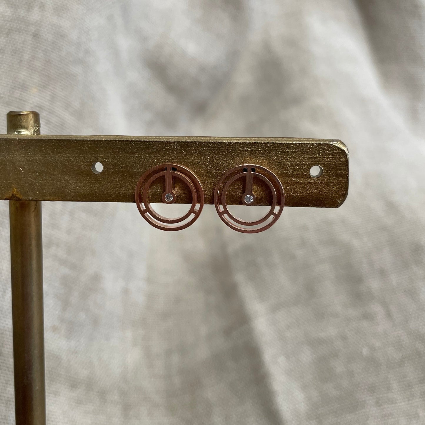 Circle Outline with Stone Stud Earrings