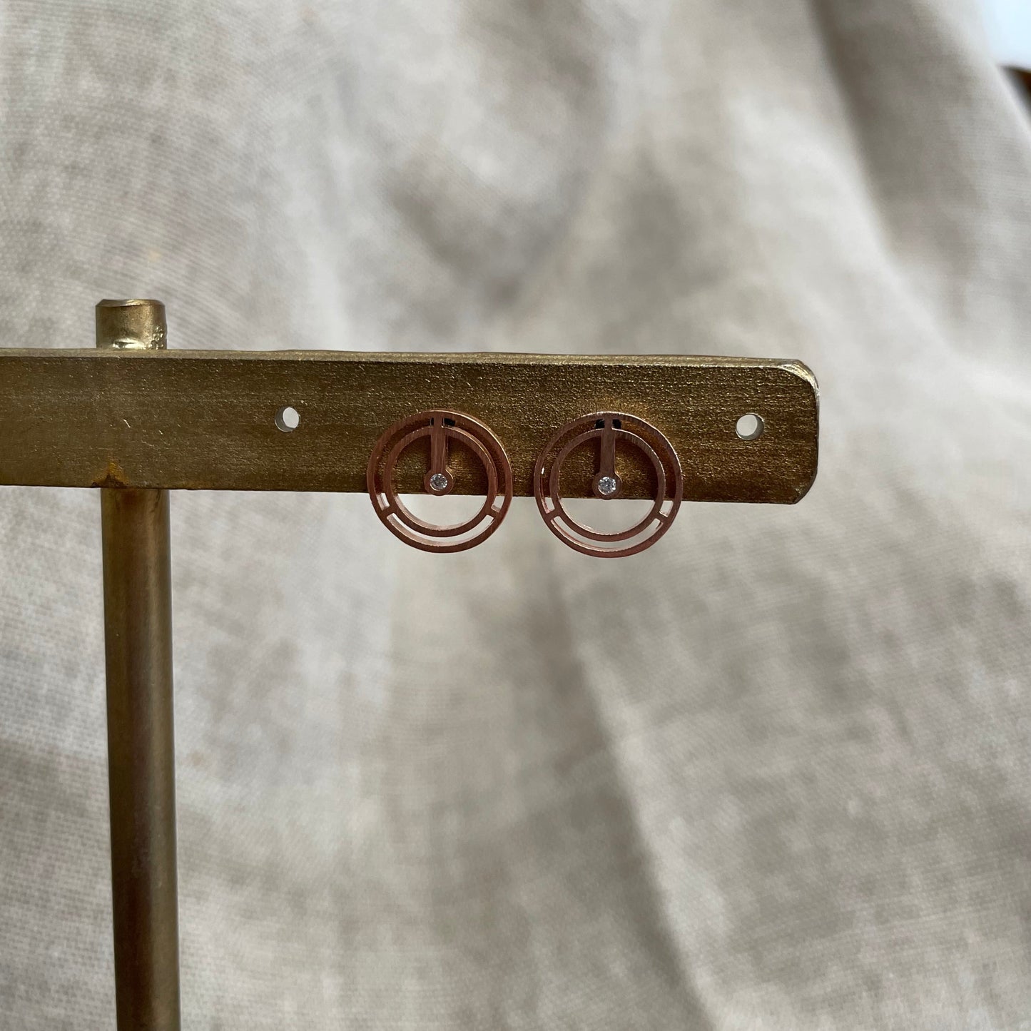 Circle Outline with Stone Stud Earrings