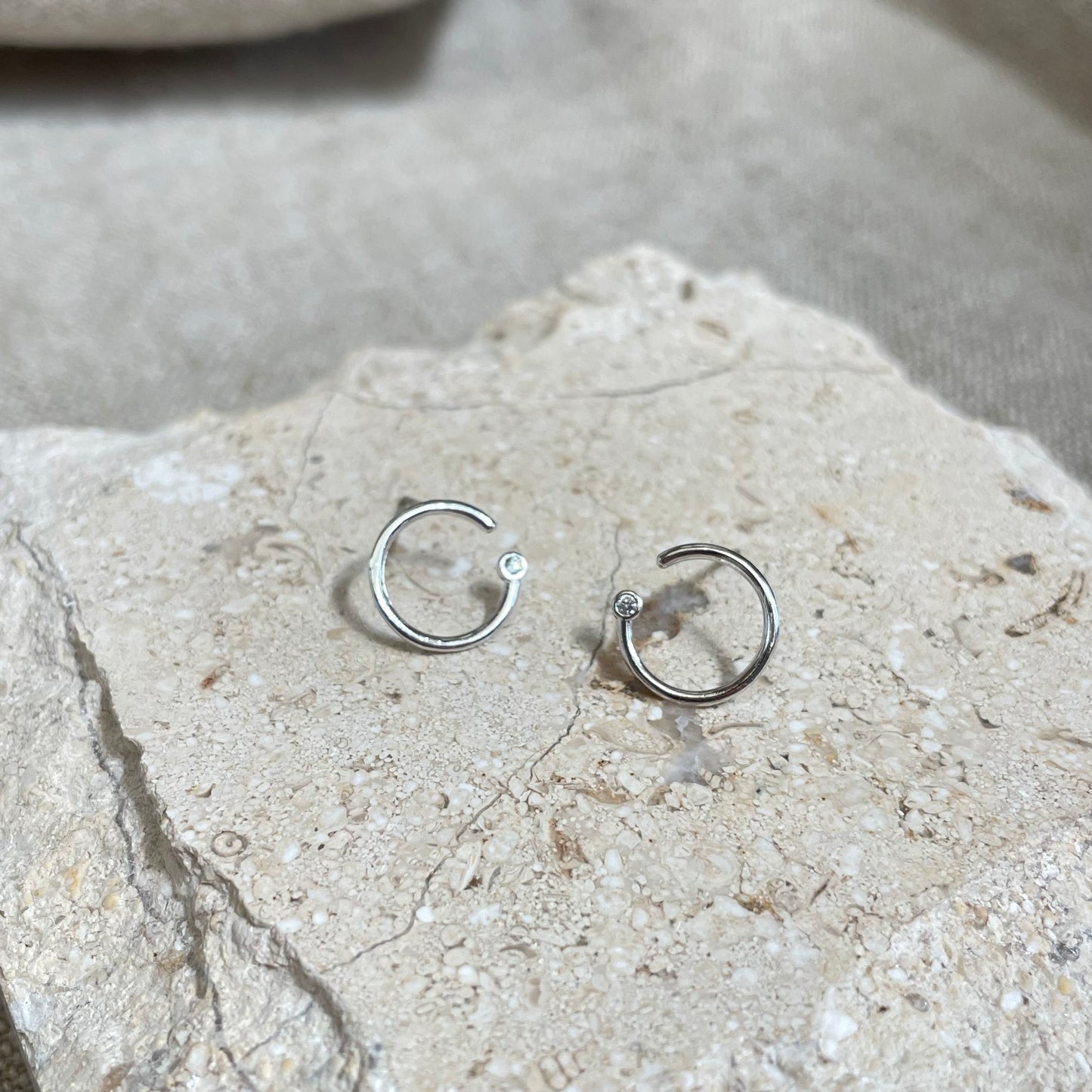 Cubic Zirconia Circle Stud Earrings