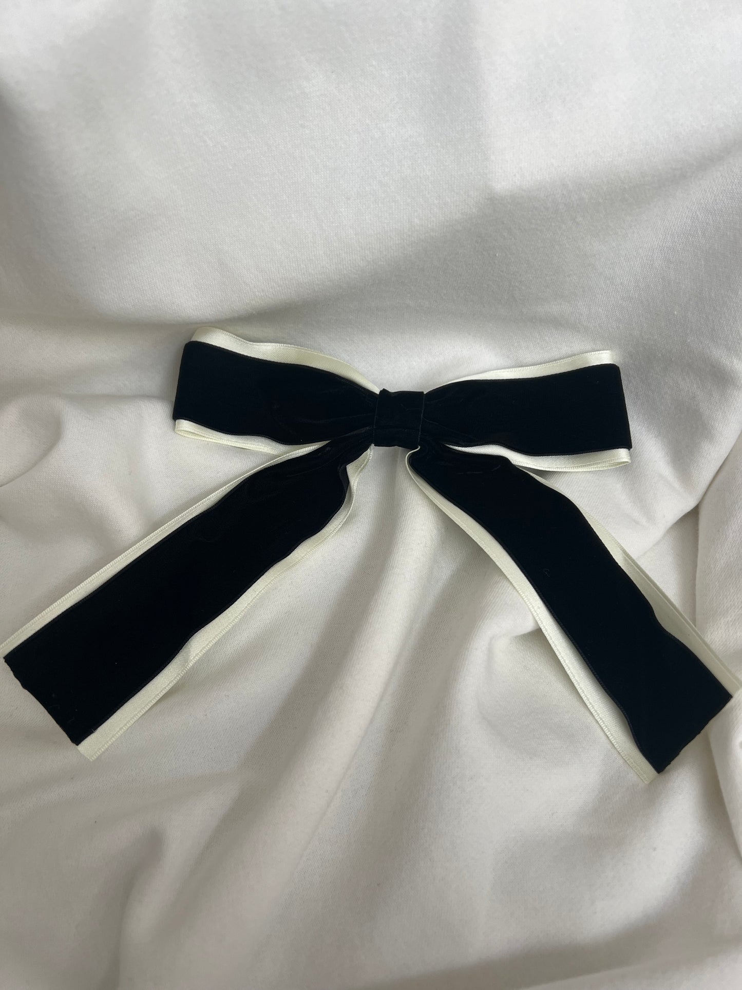 Ribbon and Black Satin Hair Clip