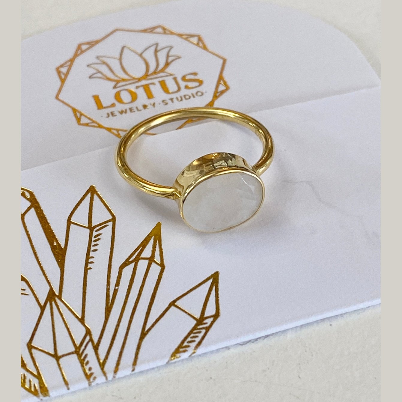 Gold Carded Gemstone Ring