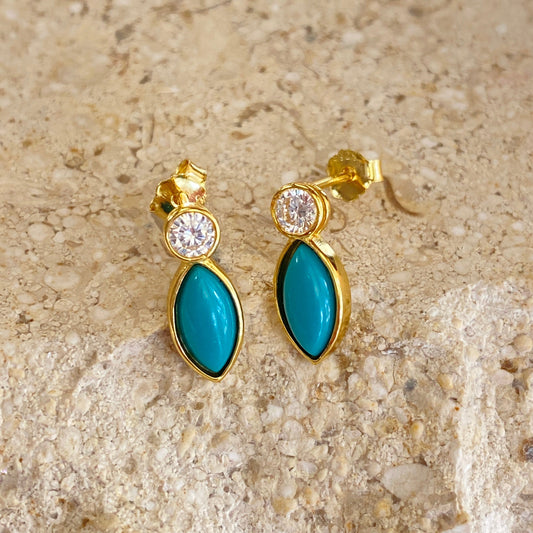 Turquoise + Diamond Earring