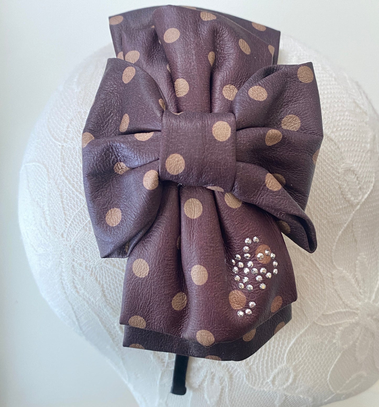 Faux Leather Polka Dot Headband