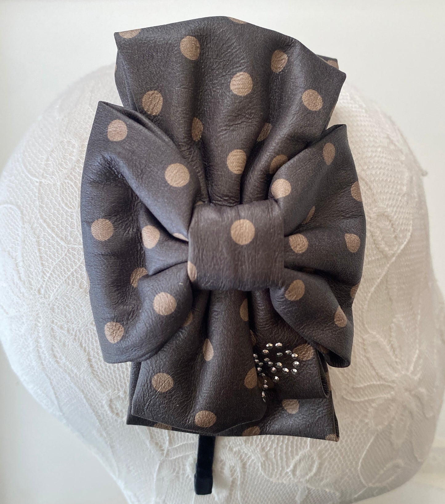 Faux Leather Polka Dot Headband