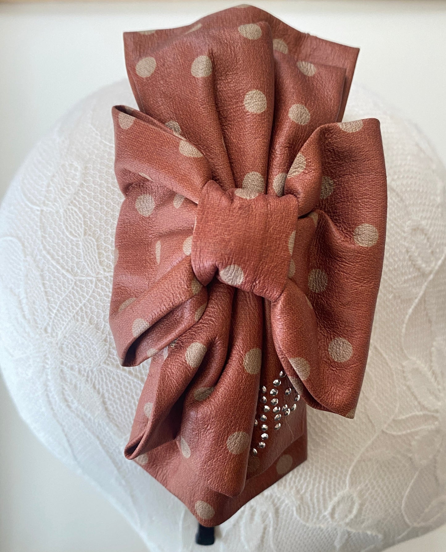 Faux Leather Polka Dot Headband