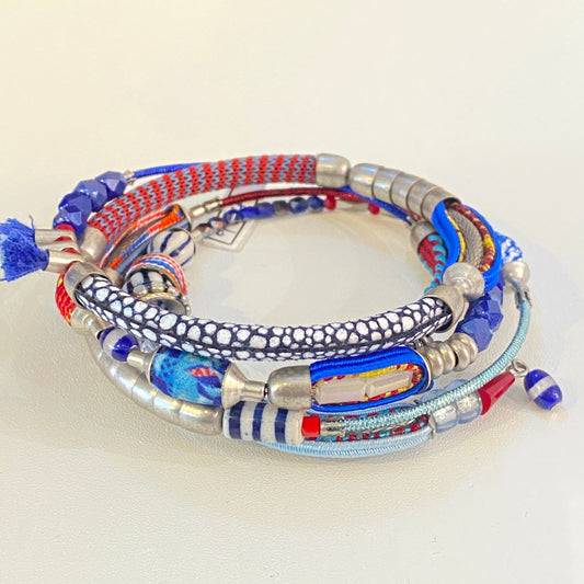 Ayala Dusty White/Blue Wrap Bracelet