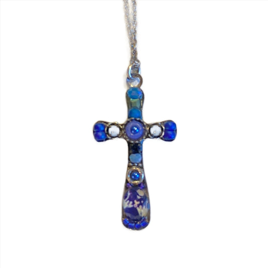 Deep Blue Cross Necklace