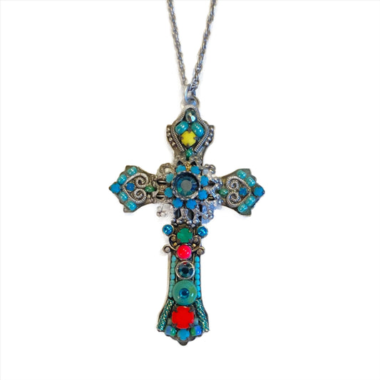 Aqua Cross Necklace