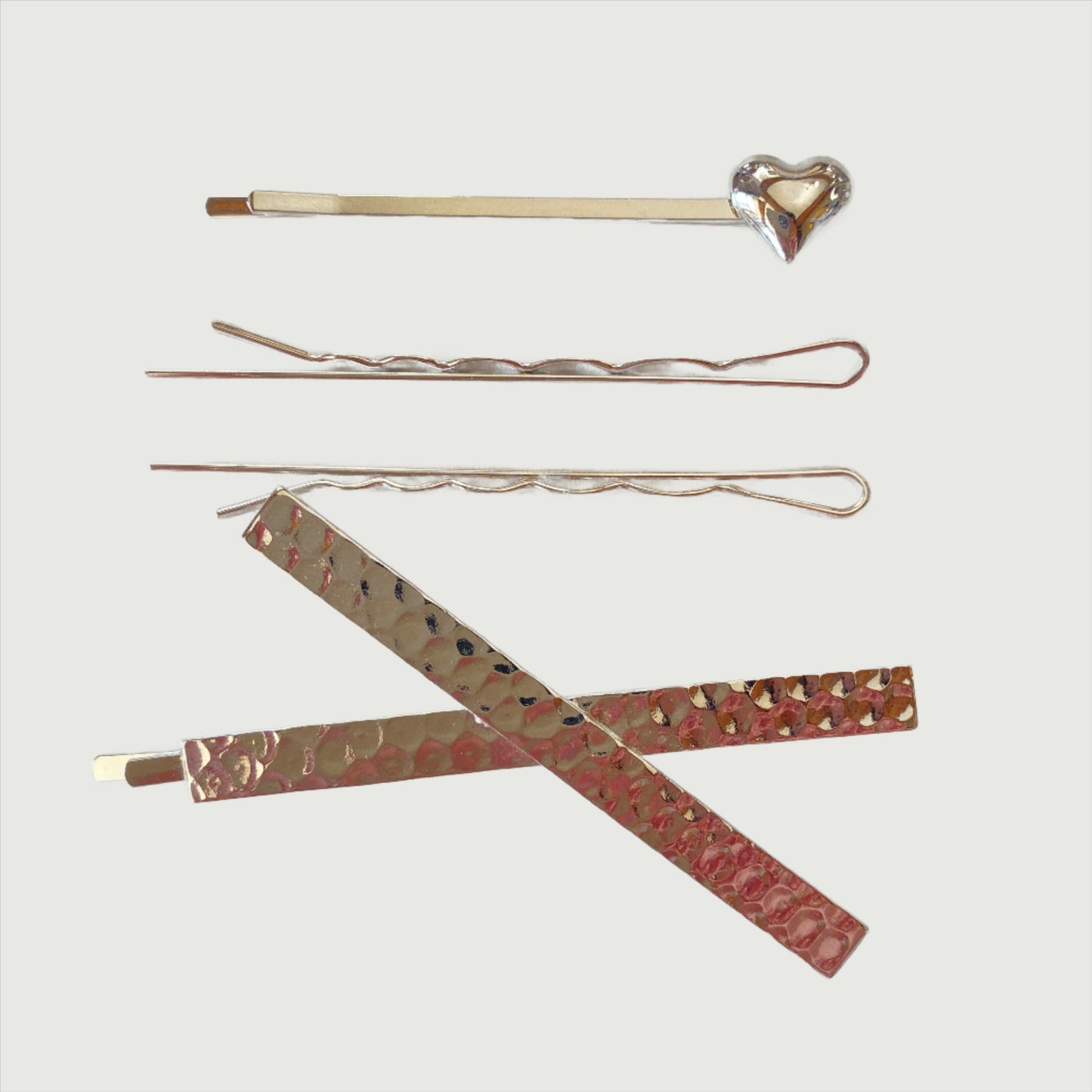 Wavy and Heart Metal Hair Clips Set