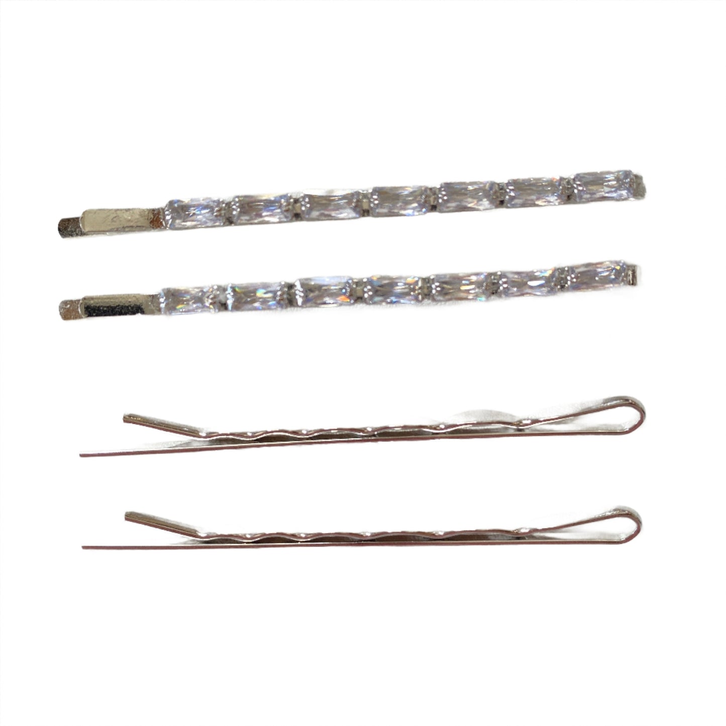 Rectangle Stone and Metal Hair Clips - Set of 4