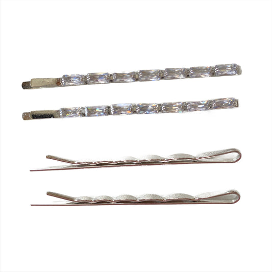 Sparkly and Metal Hair Clips - Set of 4