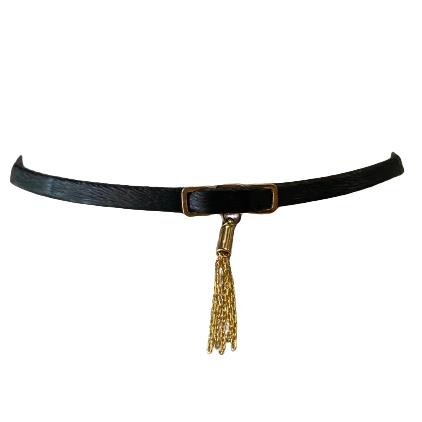 Dainty Leather Choker With Tassel