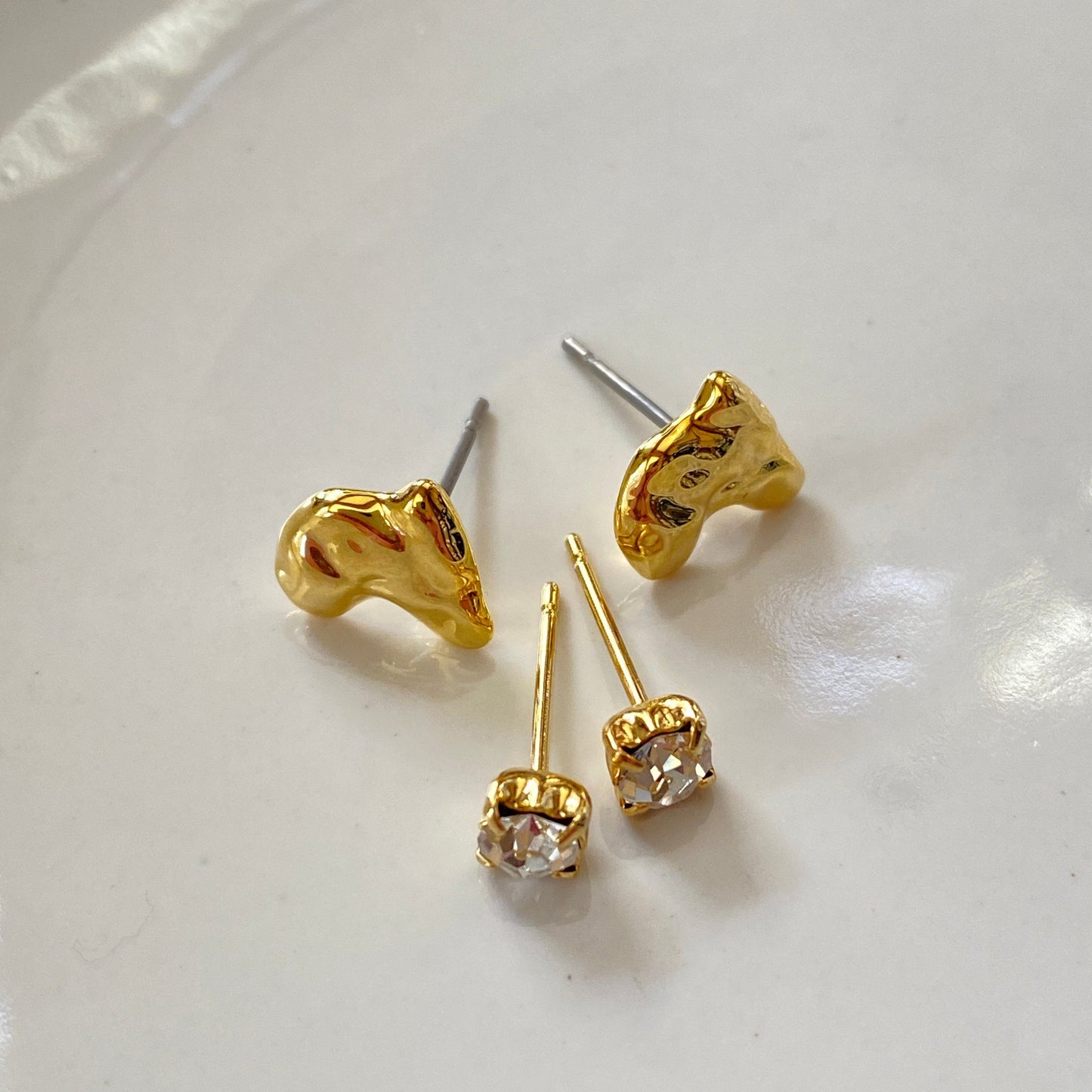 Double Lobe Stud Earrings