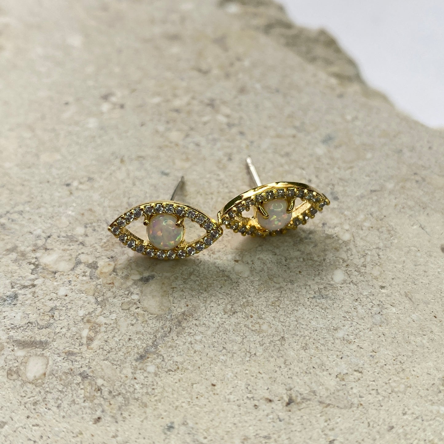 Opal Eye Stud Earrings
