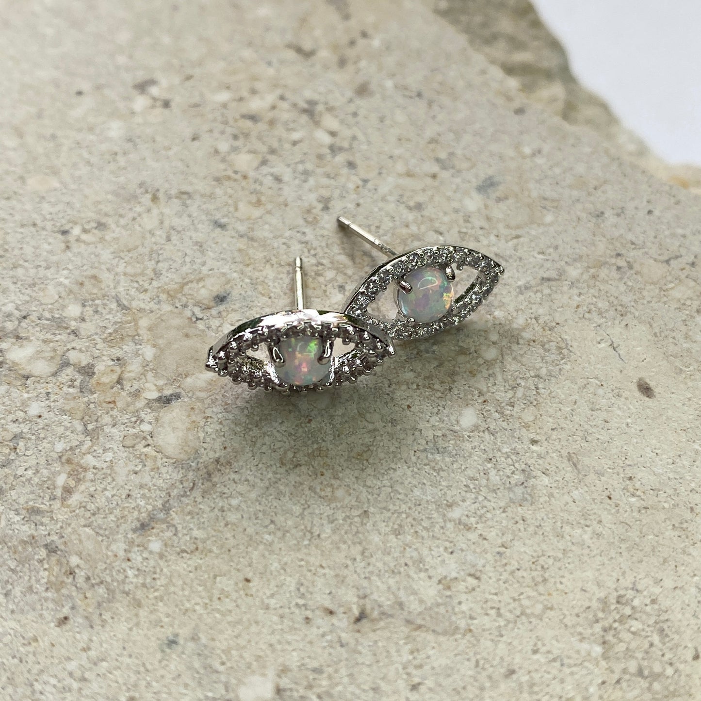 Opal Eye Stud Earrings