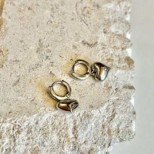 Sweetheart Dangle Huggie Hoop Earrings