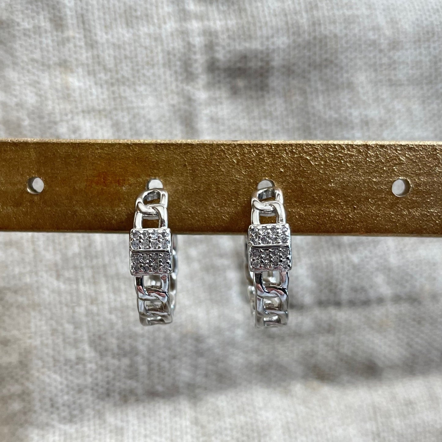 Chain Link Huggie Hoop Earrings