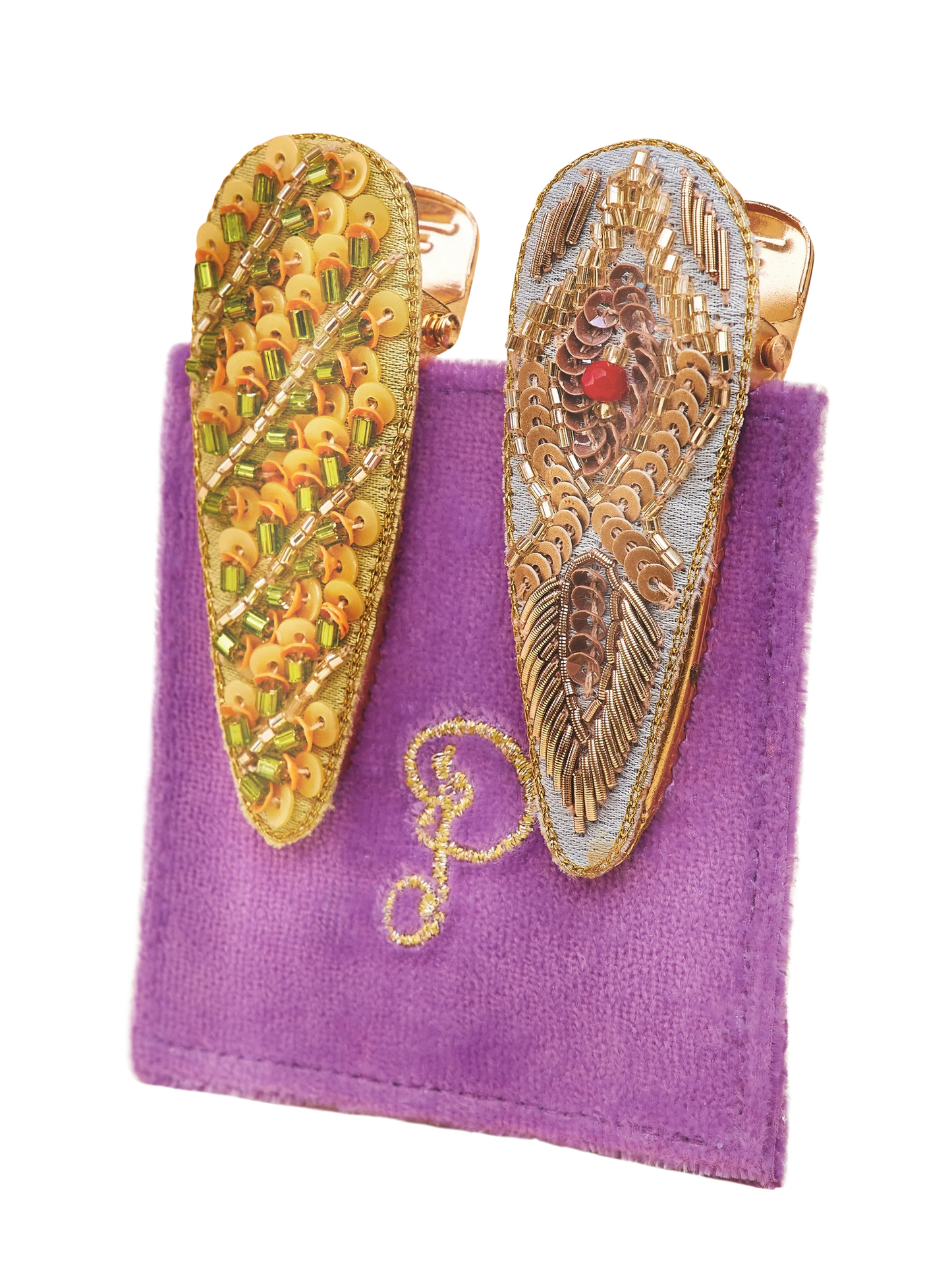 Jewelled Hair Clips (Set of 2) - Feather & Stripe