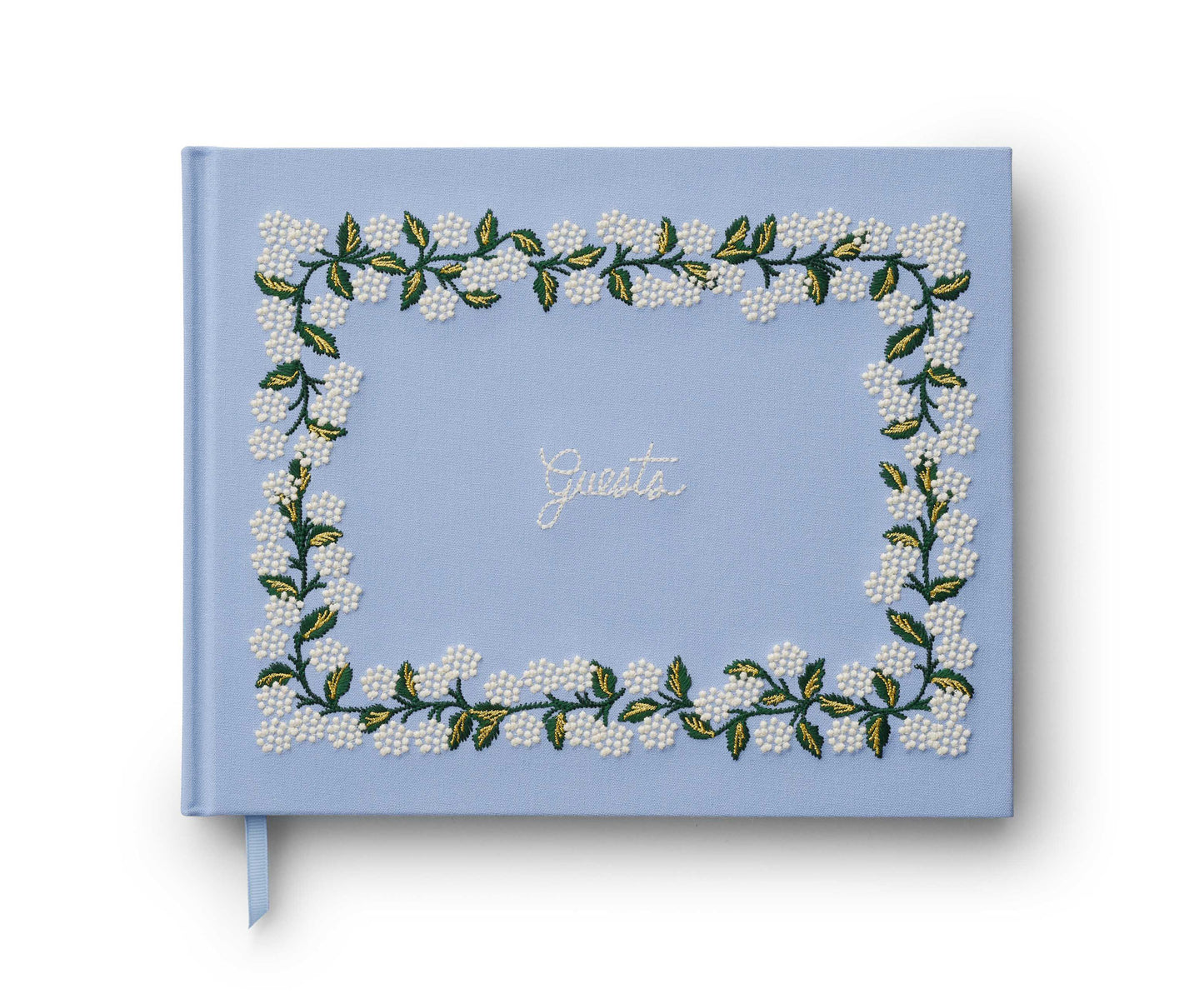 Hydrangea Embroidered Fabric Guest Book