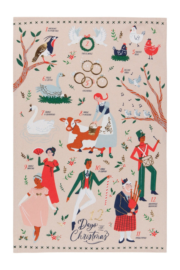12 Days of Christmas Decorative Dishtowel