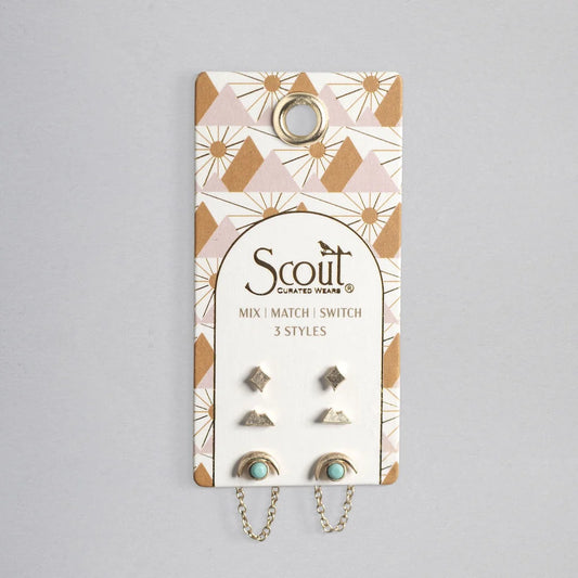 Stud Trio Ear Jacket Set - Mountain| Turquoise| Gold