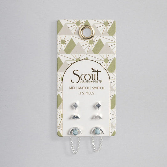 Stud Trio Ear Jacket Set - Mountain  | Blue Howlite | Silver