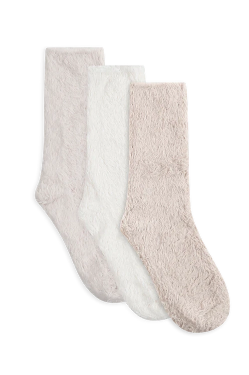 Faux Fur Cozy Socks- 3 PK