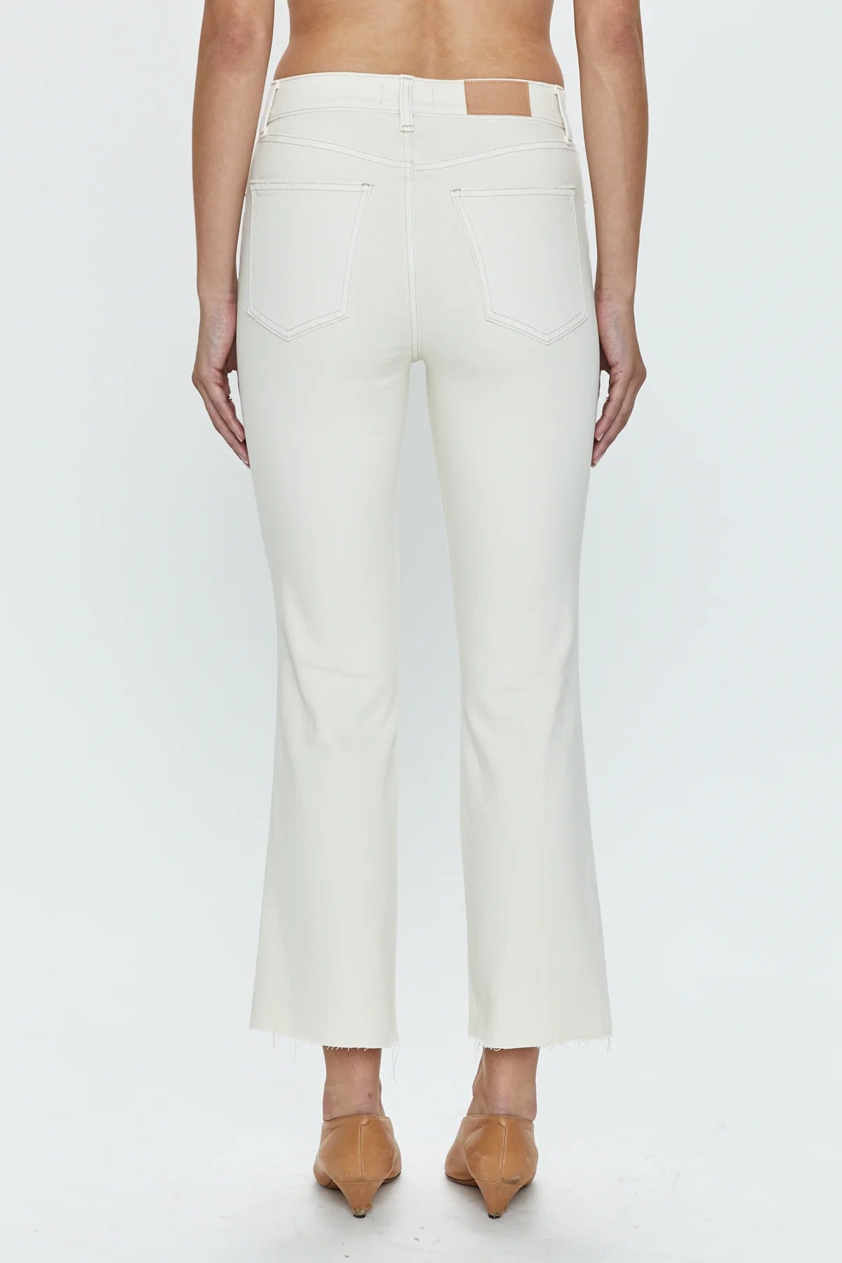 LENNON High Rise Cropped Boot Cut Jeans | Sand Stone