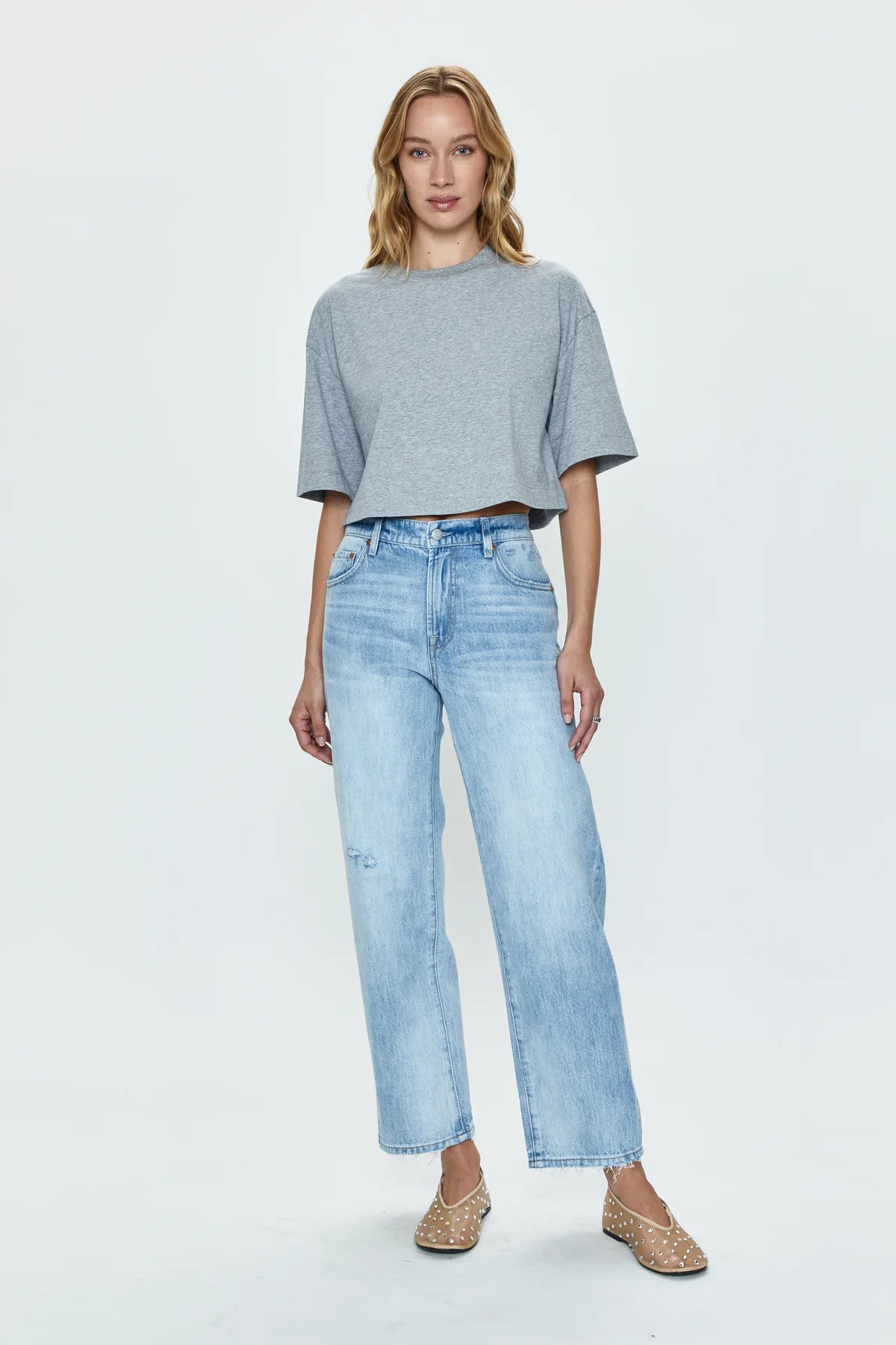 MAE Cropped Tee | Heather Grey