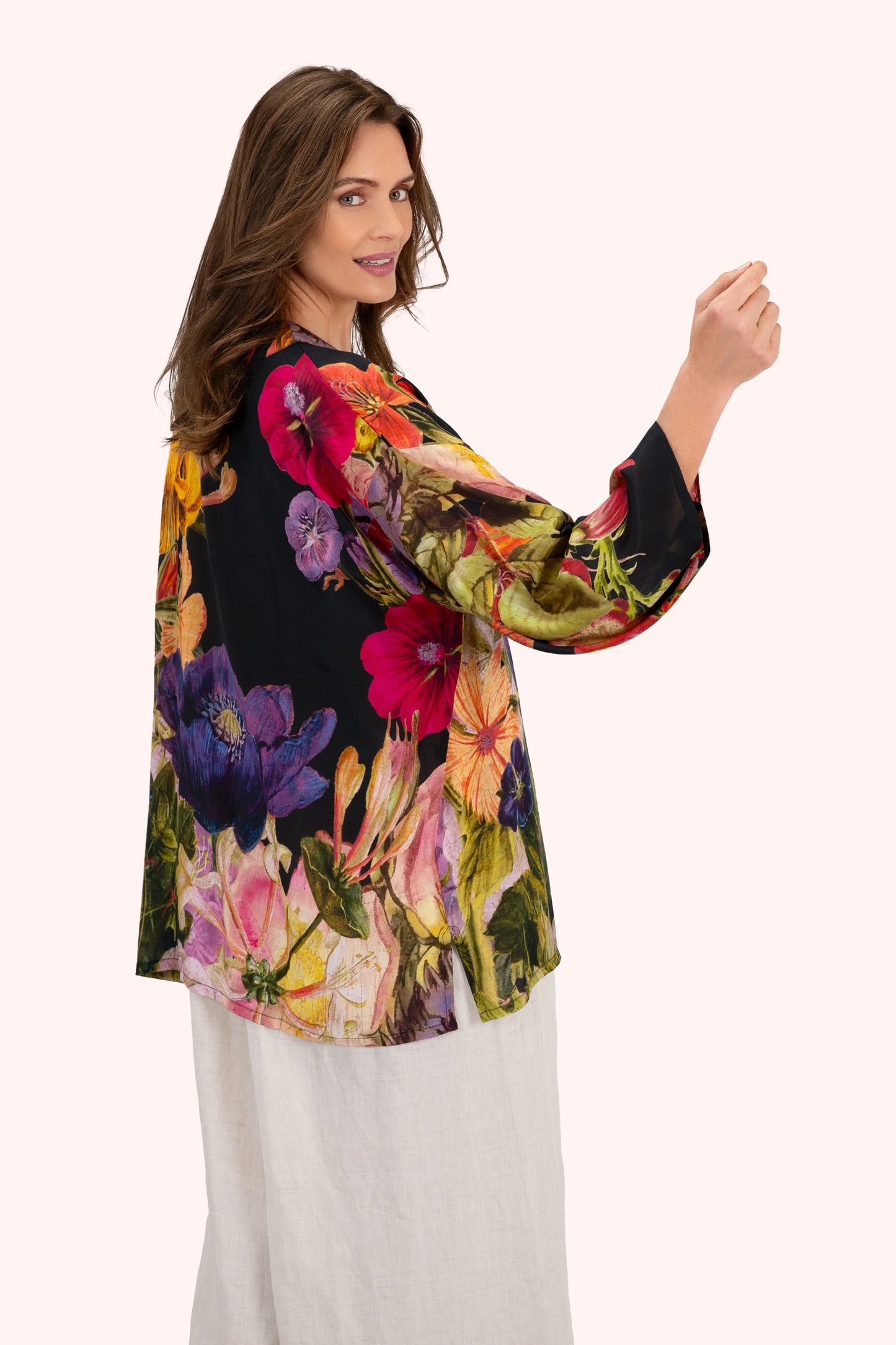 Mid Length Kimono | Midnight Posy