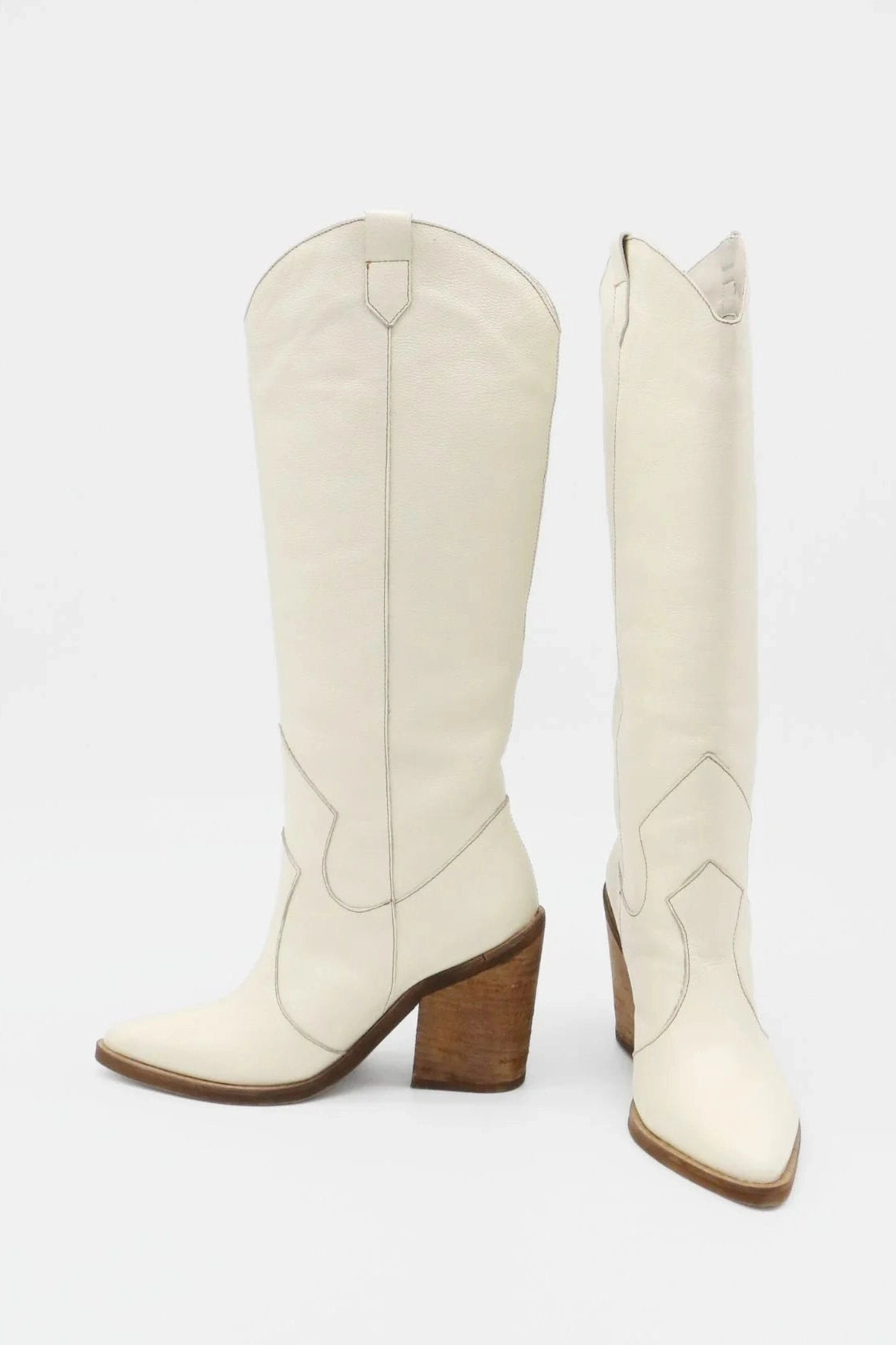 Macao Western Cowboy Boots | Off-White Leather