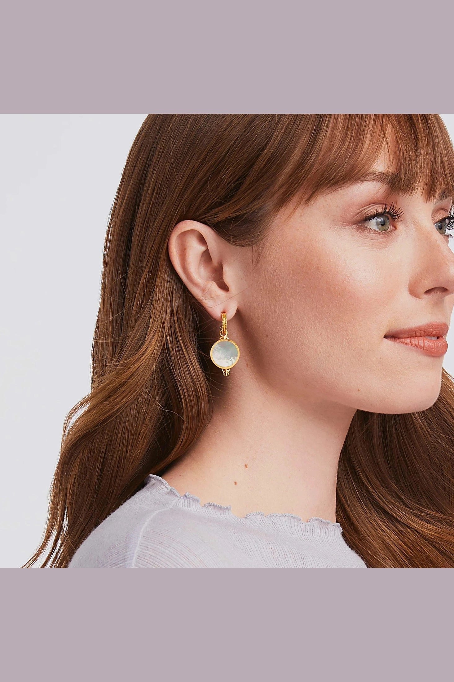 Meridian Hoop & Charm Earring-Mother of Pearl