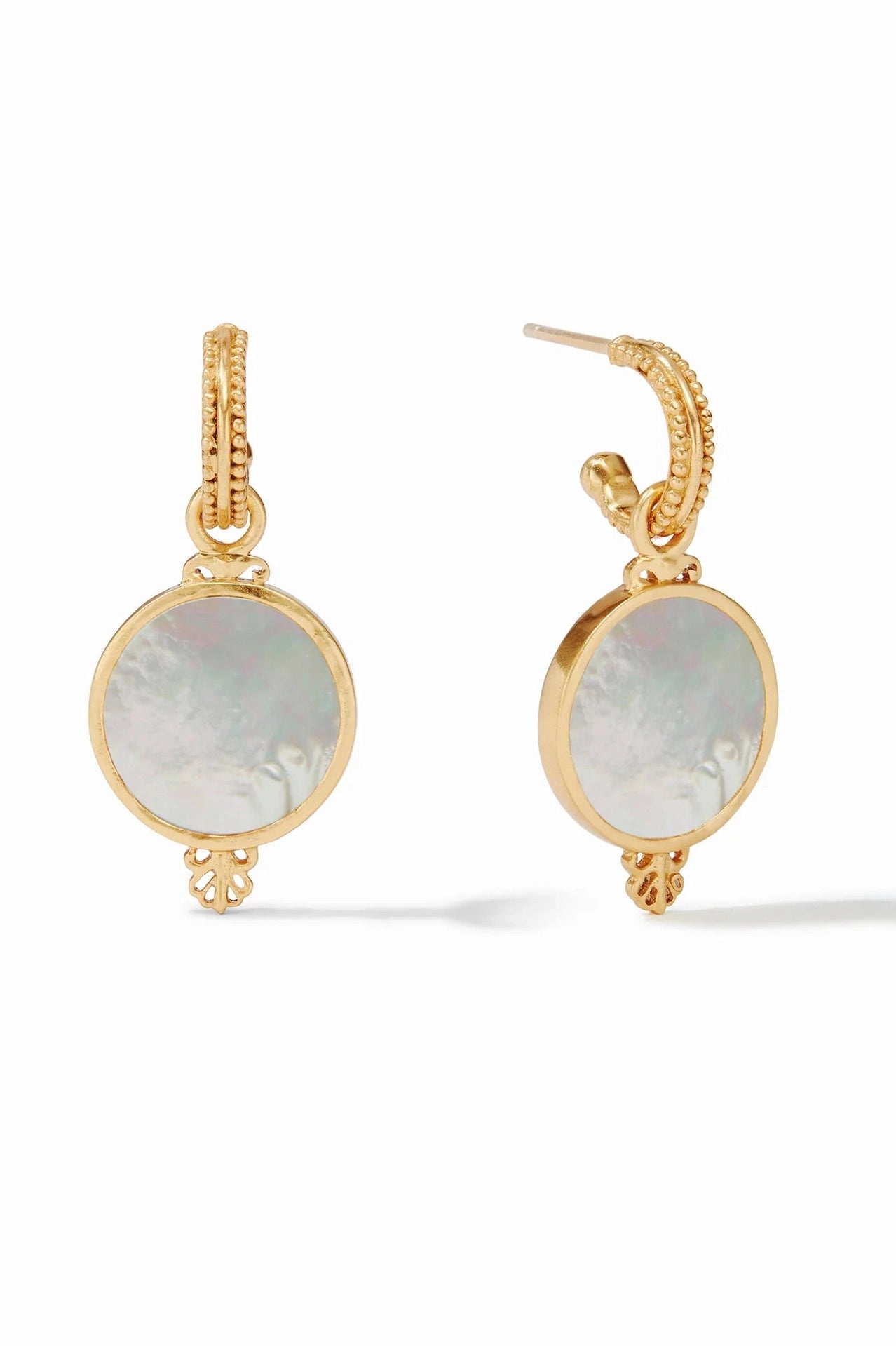 Meridian Hoop & Charm Earring-Mother of Pearl