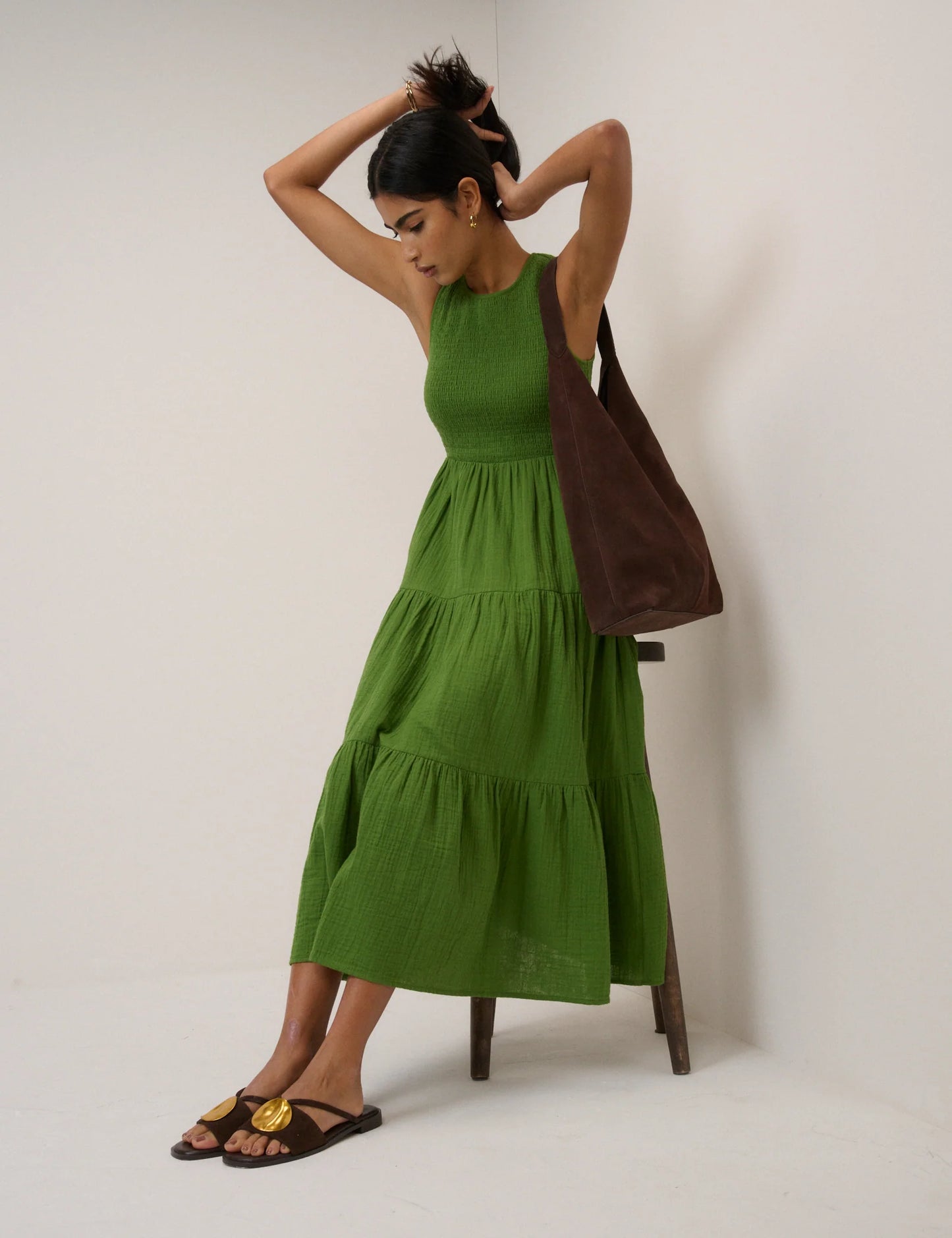 Green Sleeveless Charlie Midi Dress