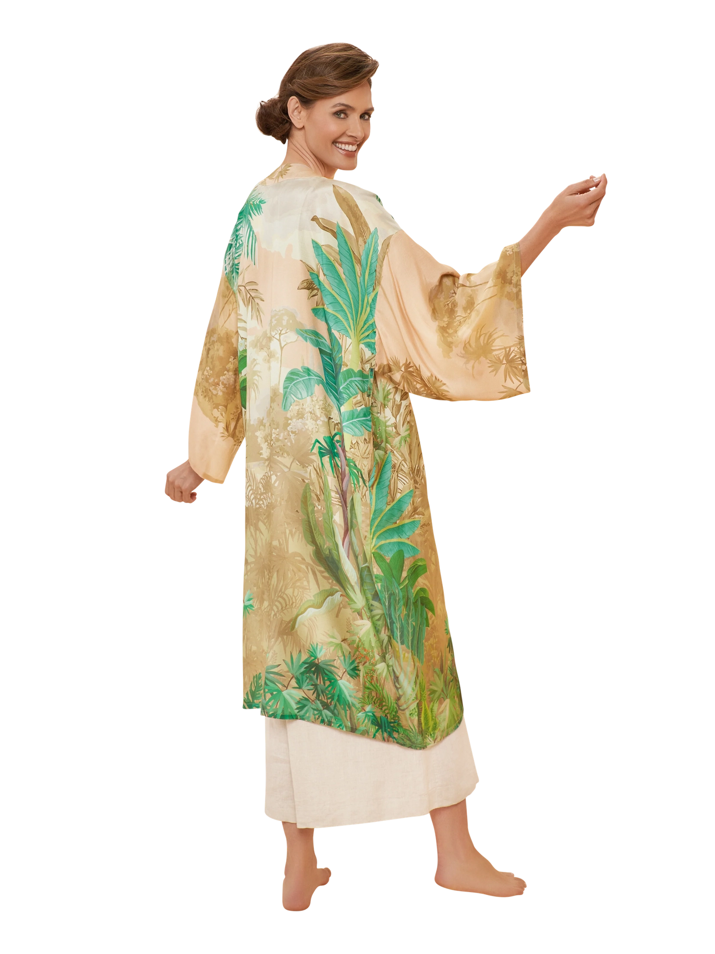Oasis Kimono Gown in Coconut