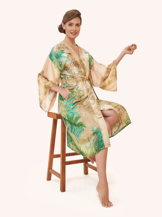 Oasis Kimono Gown in Coconut