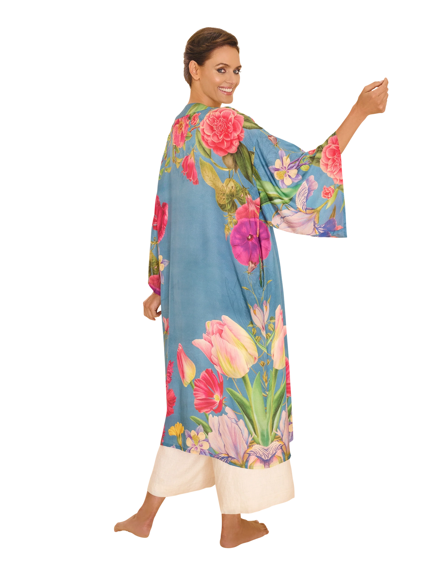 Kimono Gown - Floral Study - Denim