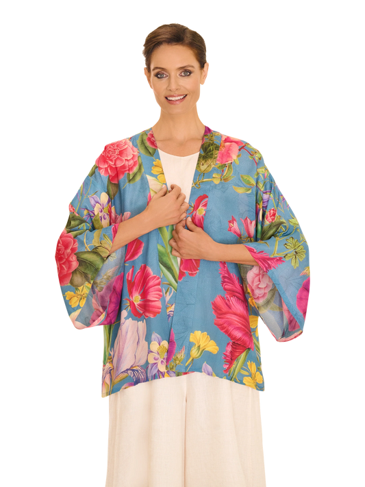 Floral Study-Denim Kimono