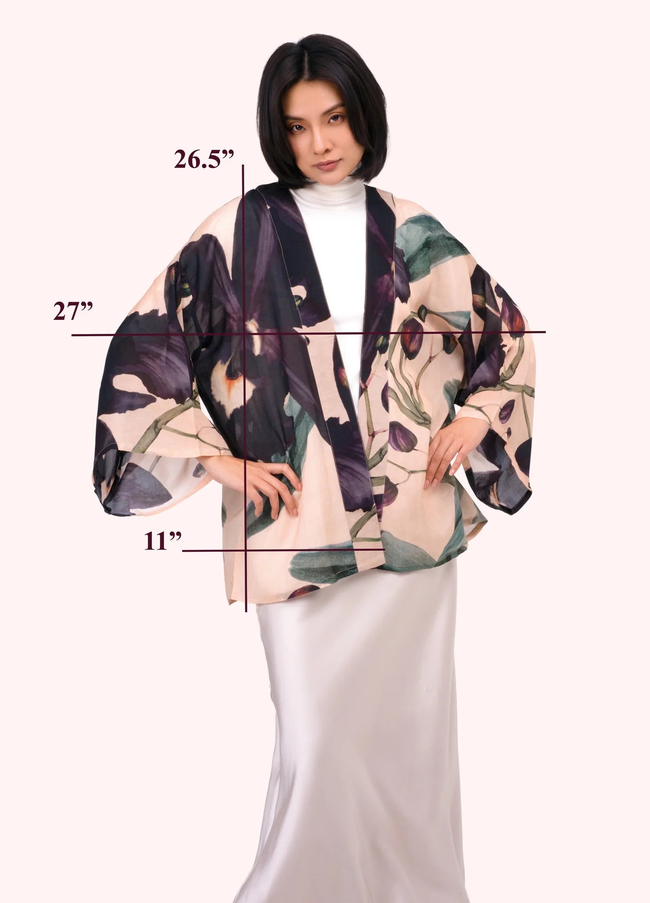 Short Kimono Jacket - Midnight Orchid