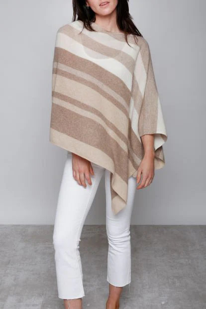 Cashmere Poncho Engineered Multi Stripe