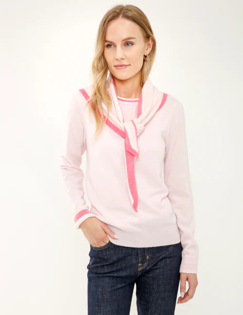 Cashmere Long Sleeve Sweater with Triangle Scarf