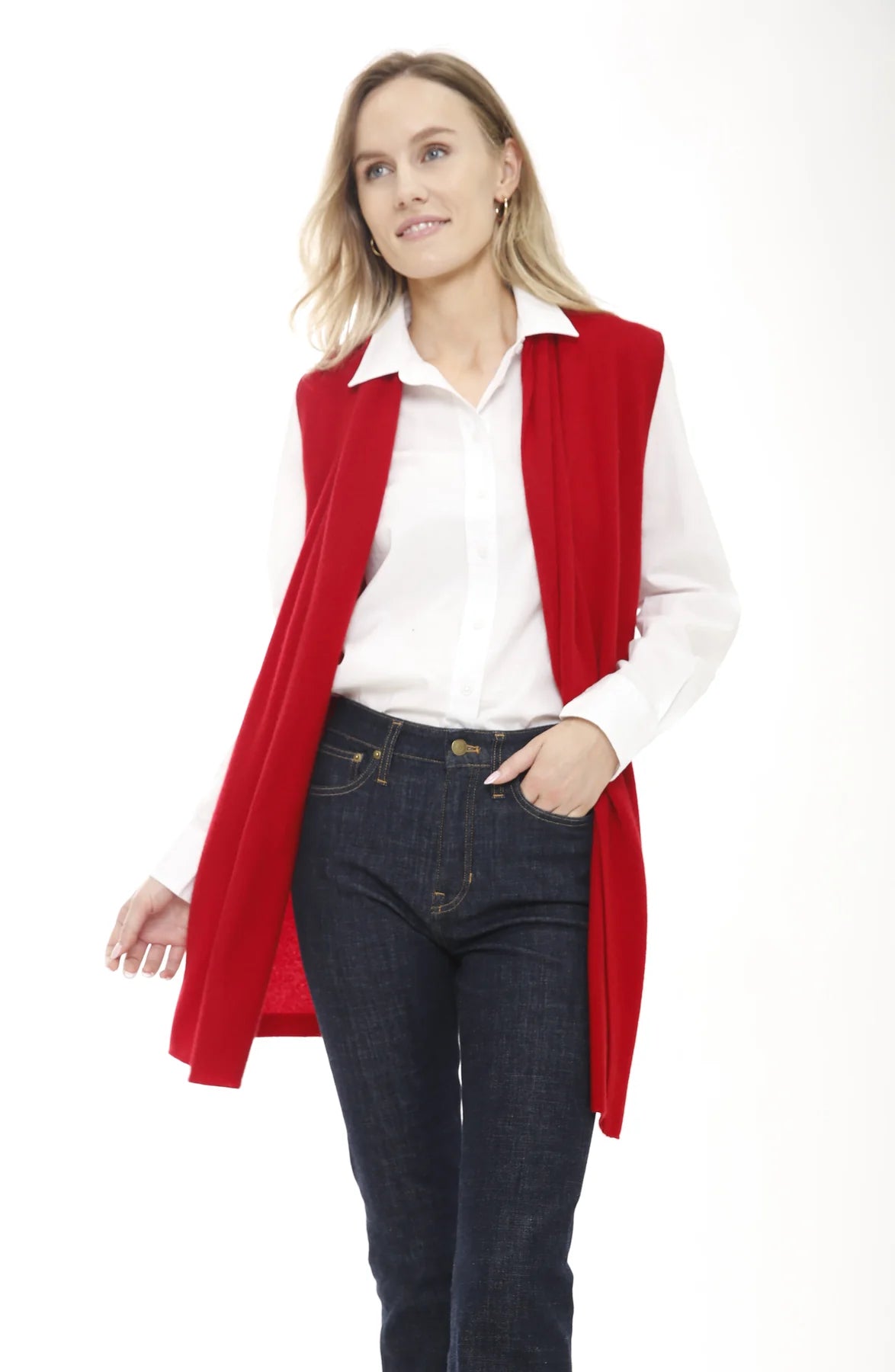 Cashmere Sleeveless Open Vest