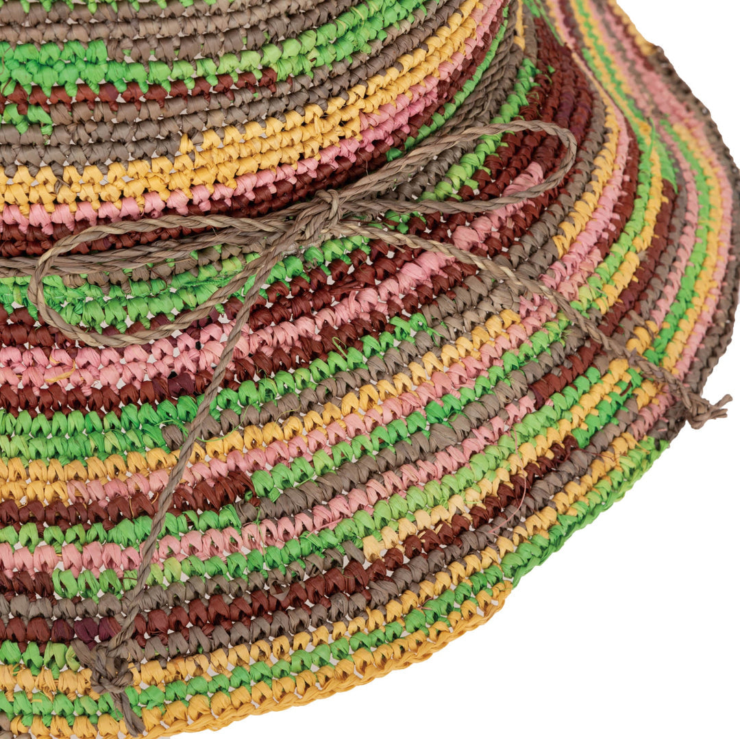 Iris - Women's Crochet Raffia Packable Bucket Hat