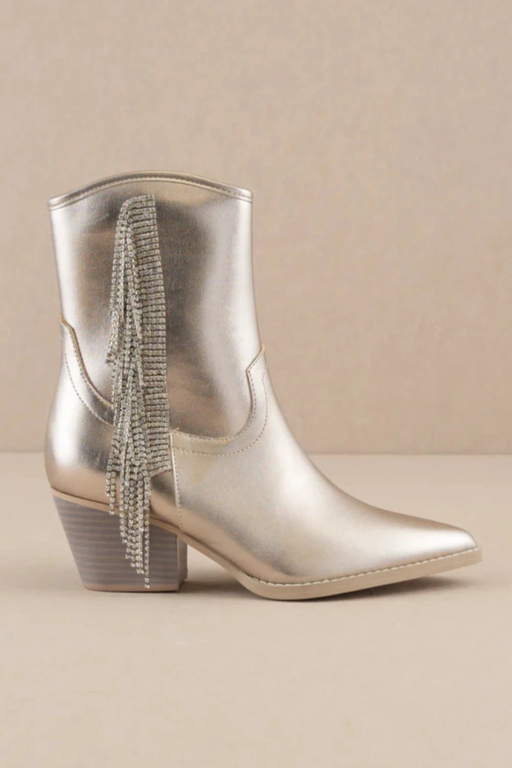 THE ROWAN Rhinestone Fringe Cowboy Boots | Champagne