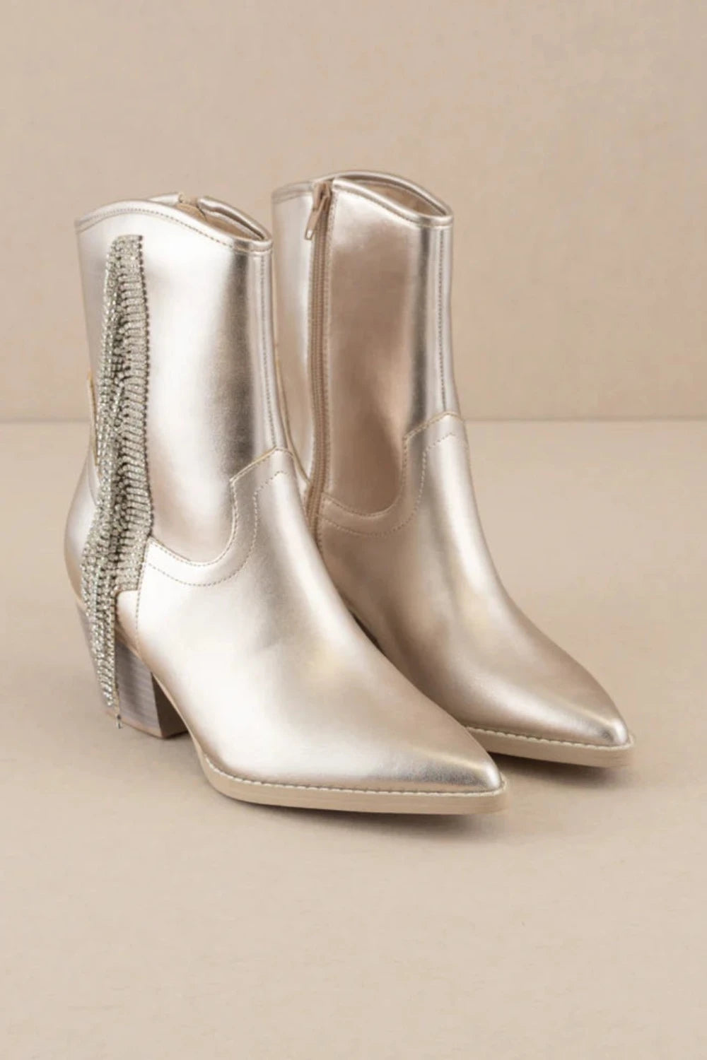 THE ROWAN Rhinestone Fringe Cowboy Boots | Champagne