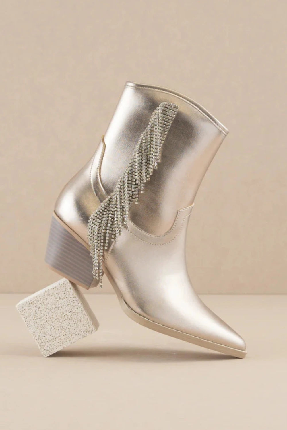 THE ROWAN Rhinestone Fringe Cowboy Boots | Champagne