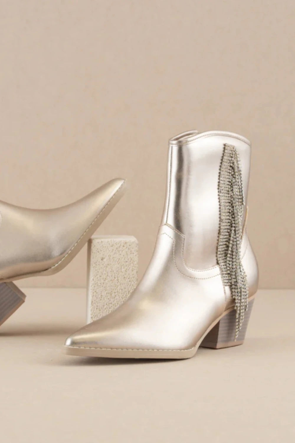 THE ROWAN Rhinestone Fringe Cowboy Boots | Champagne