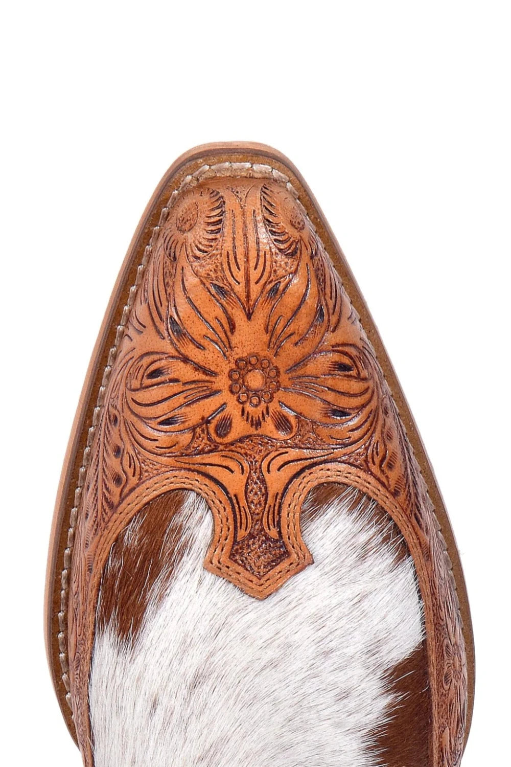 Frisco Hacienda Hair-On Hide & Hand-Tooled Boots
