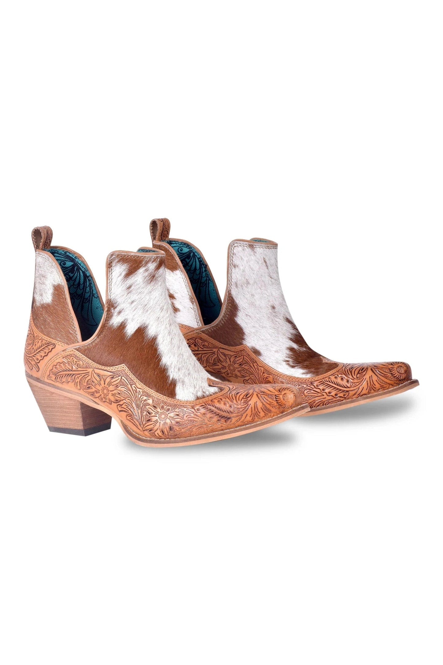 Frisco Hacienda Hair-On Hide & Hand-Tooled Boots