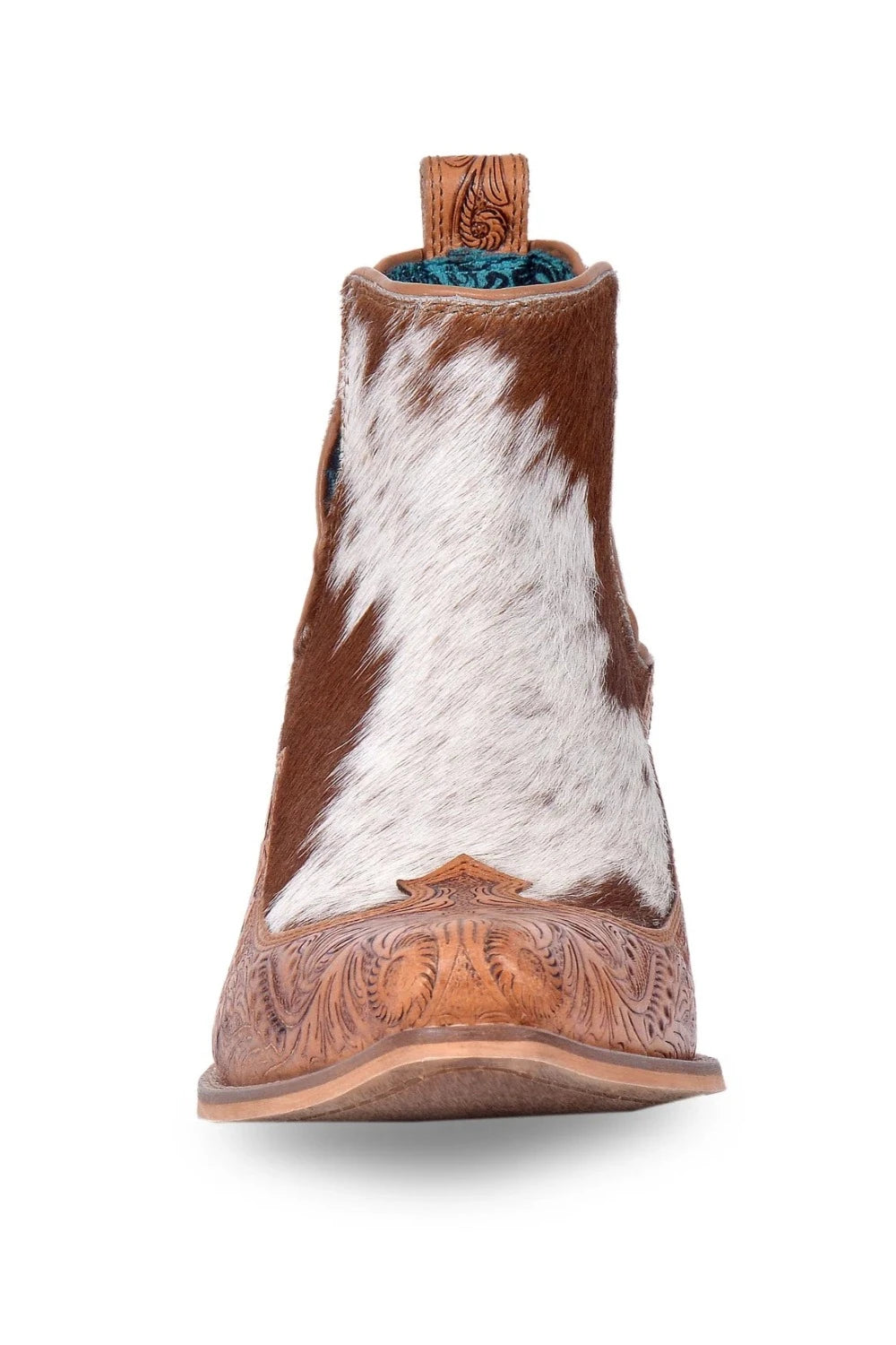 Frisco Hacienda Hair-On Hide & Hand-Tooled Boots